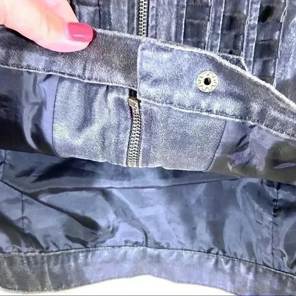 STELLA STAR Womens Denim-like Ruffle Zip Jacket - Picture 4 of 8